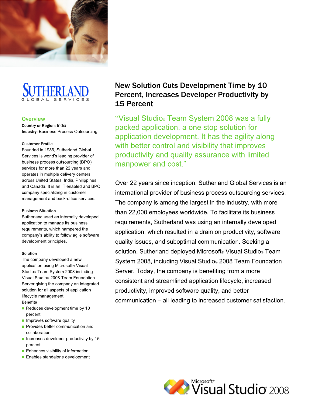 New Solution Cuts Development Time by 10 Percent, Increases Developer Productivity by 15 Percent