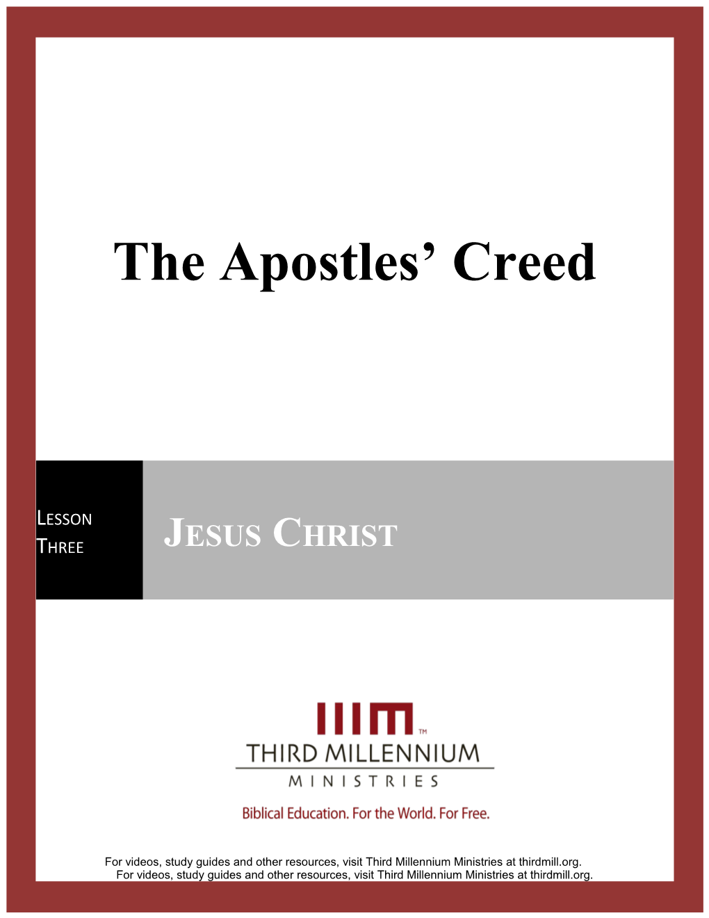 The Apostles' Creed, Lesson 3