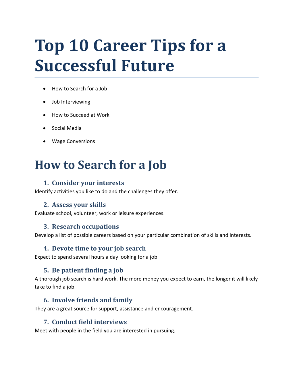 Top 10 Career Tips for a Successful Future