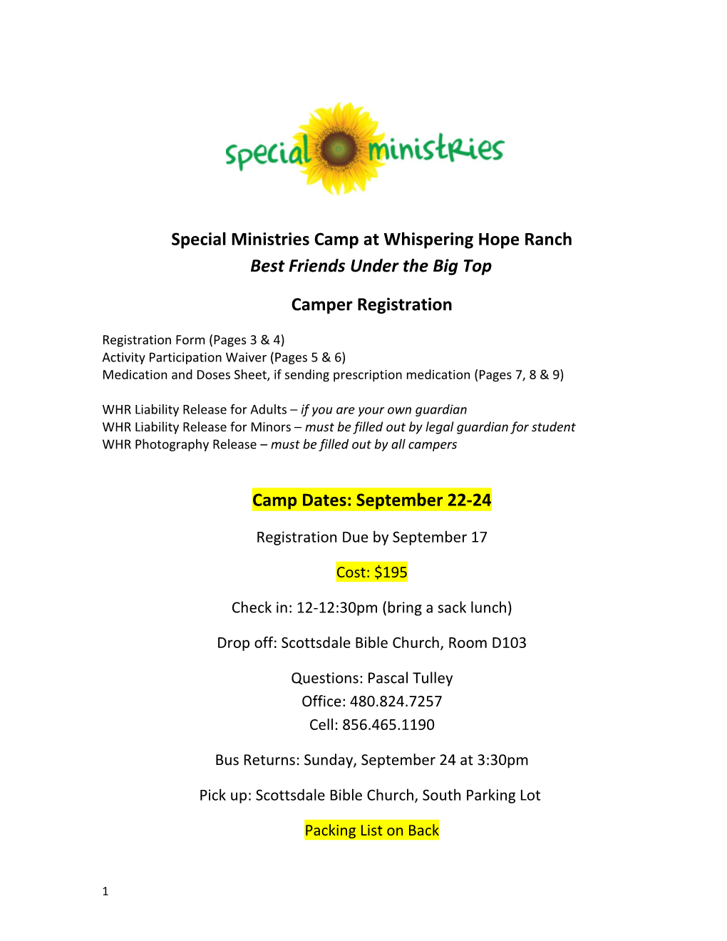 Special Ministries Camp at Whispering Hope Ranch