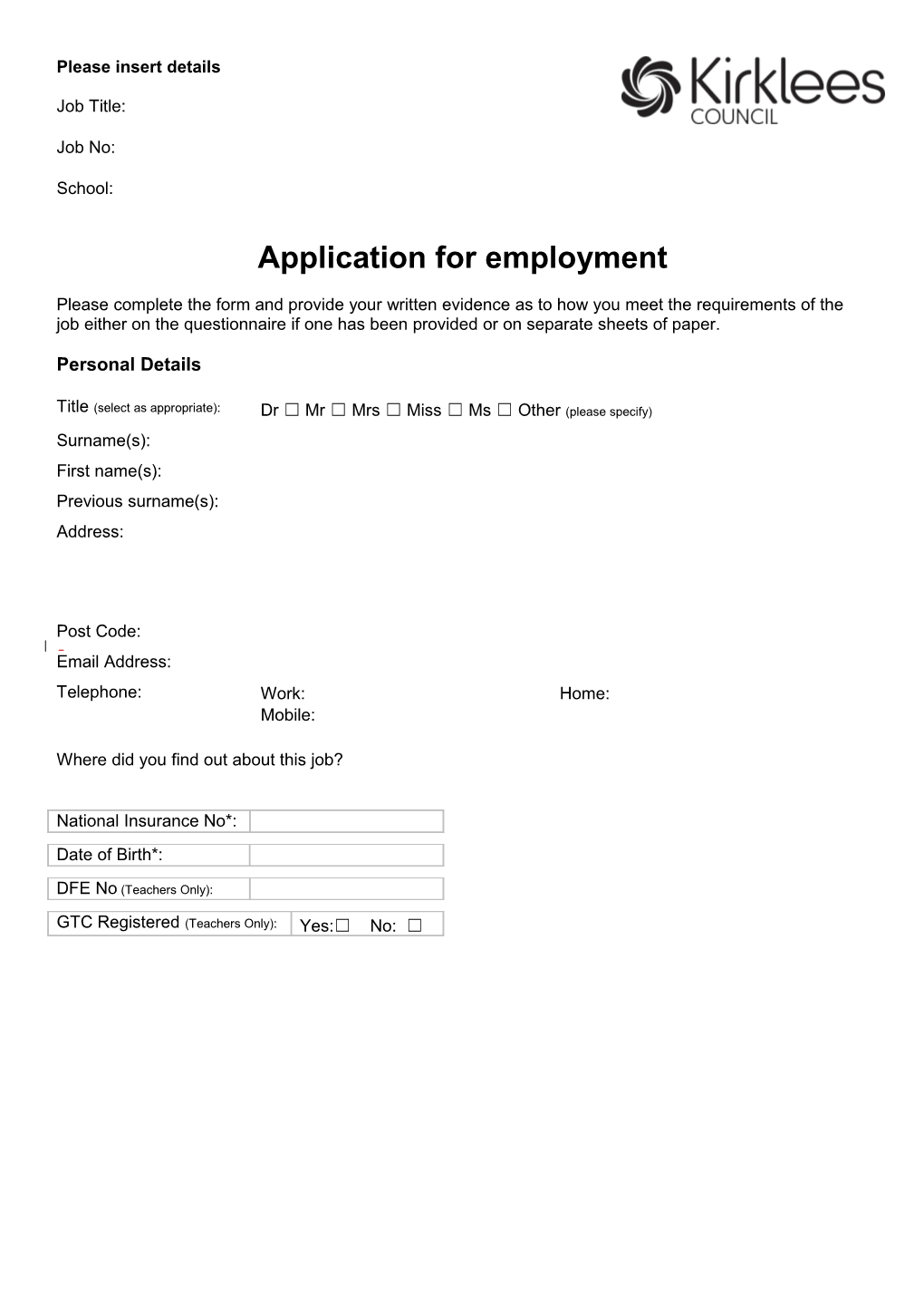 Application Form for Employment s1