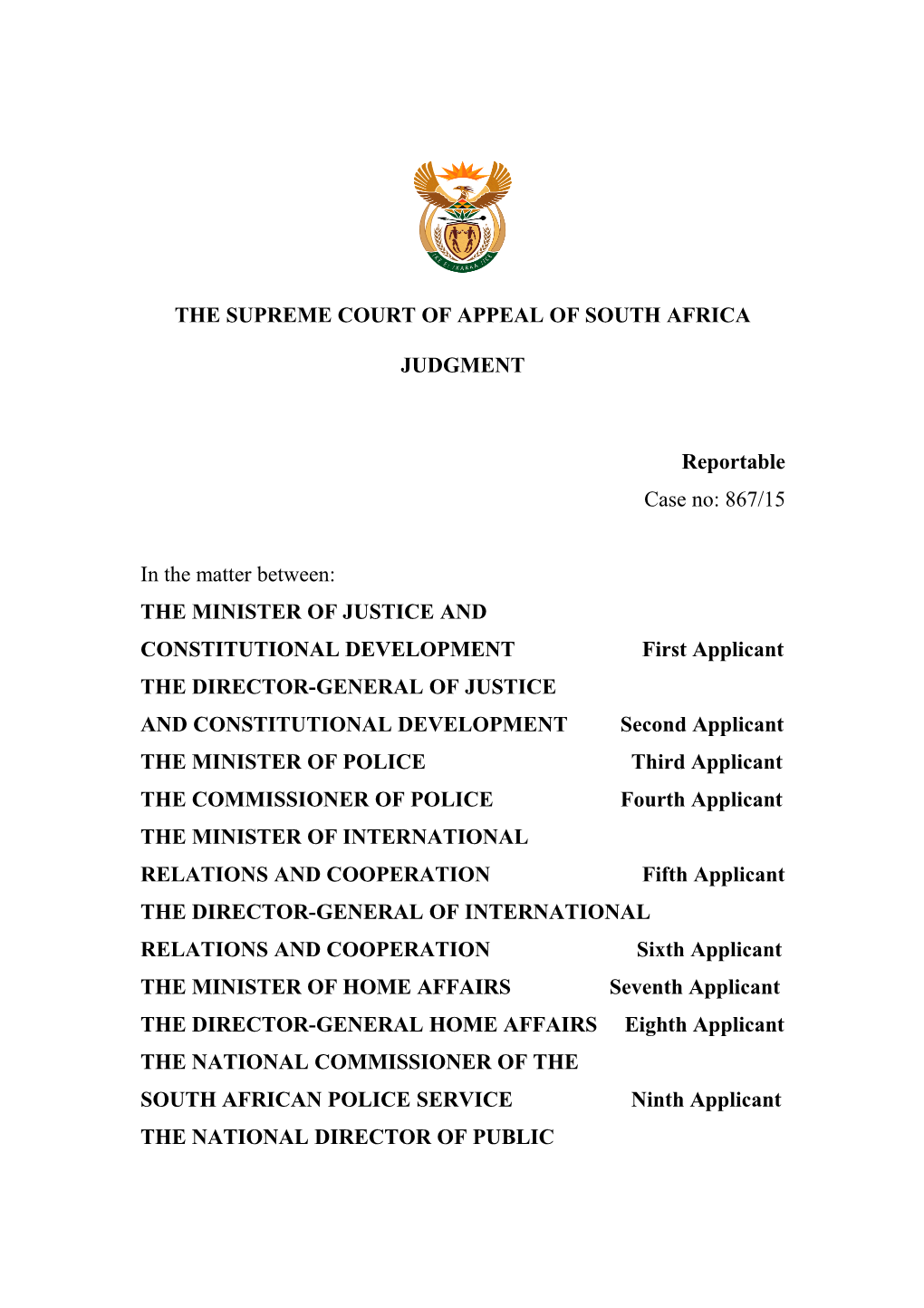 The Supreme Court of Appeal of South Africa s17