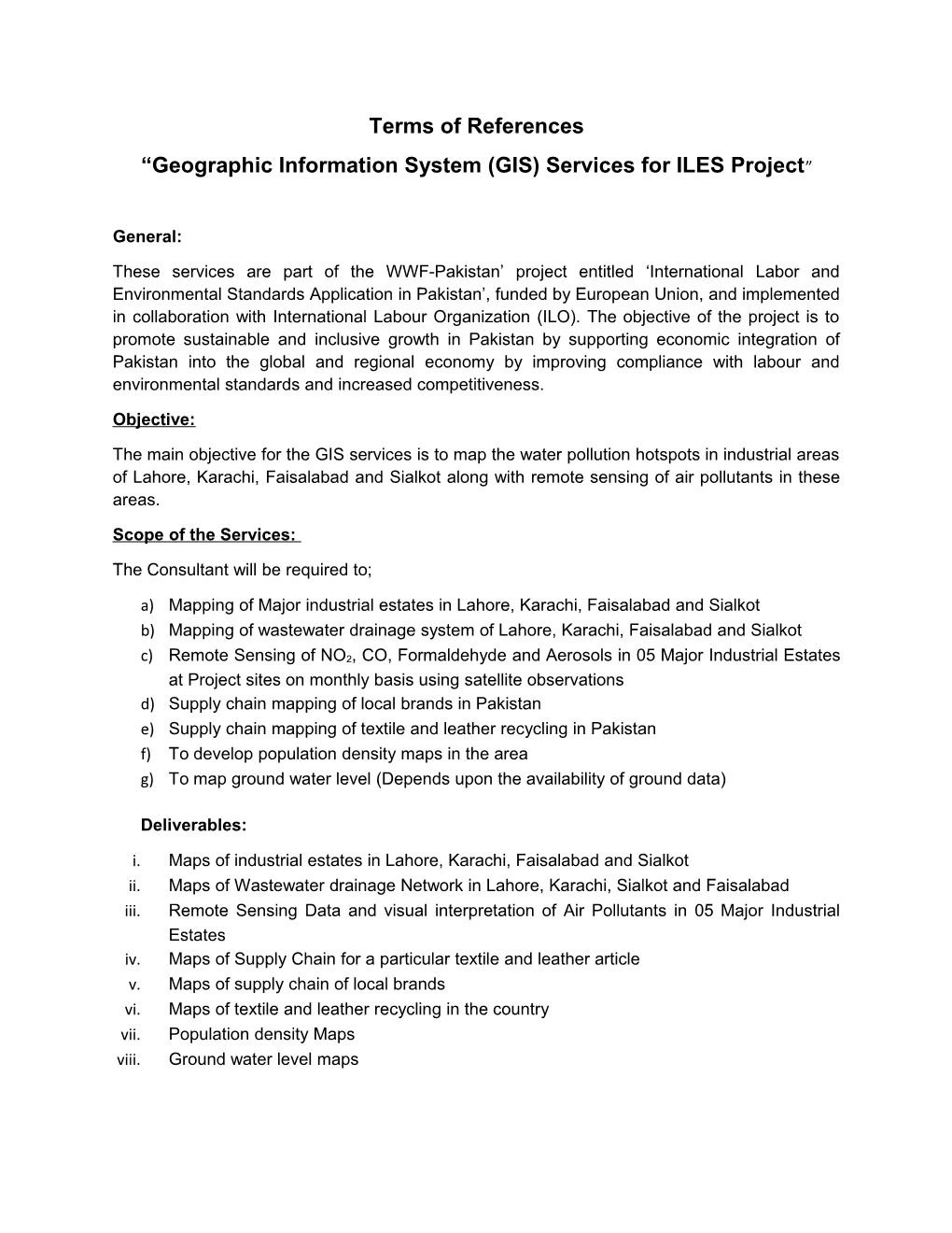 Geographic Information System (GIS)Services for ILES Project