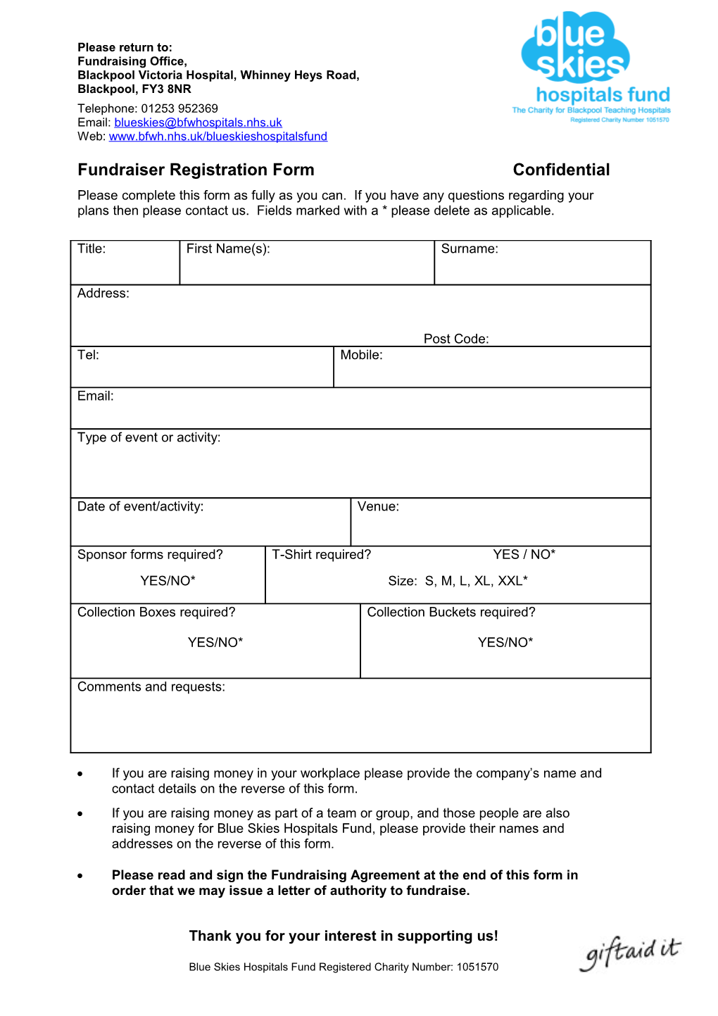 Fundraiser Registration Form