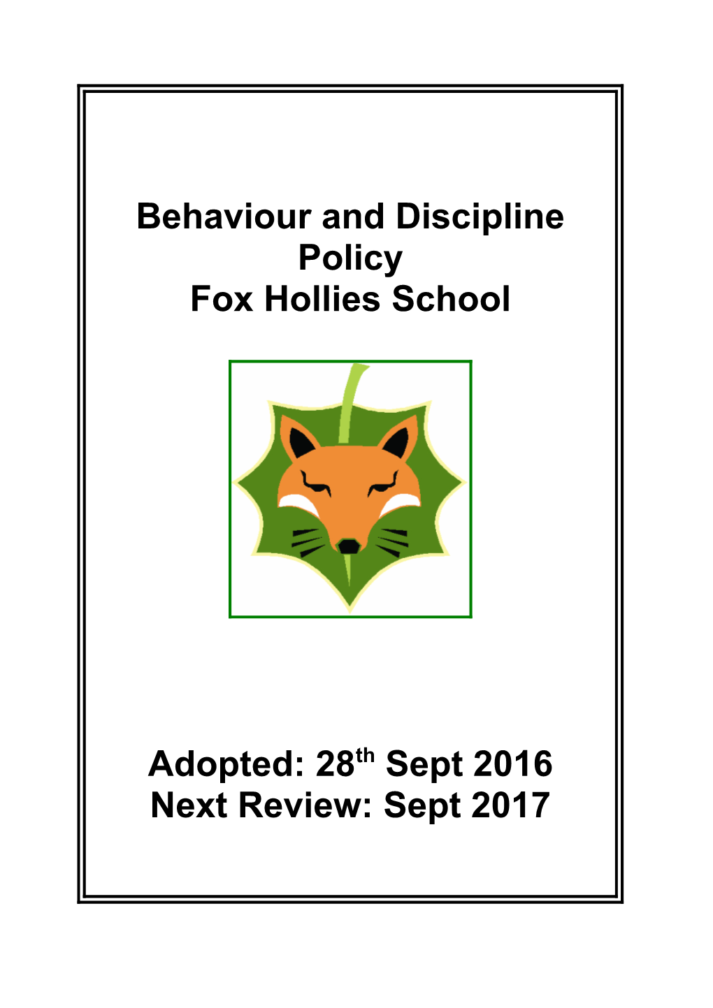Behaviour and Discipline Policy