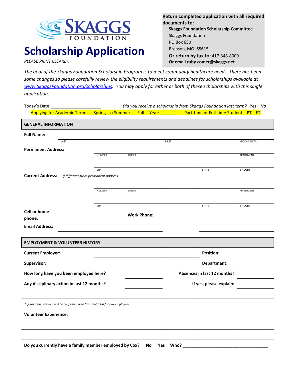 Scholarship Application s9