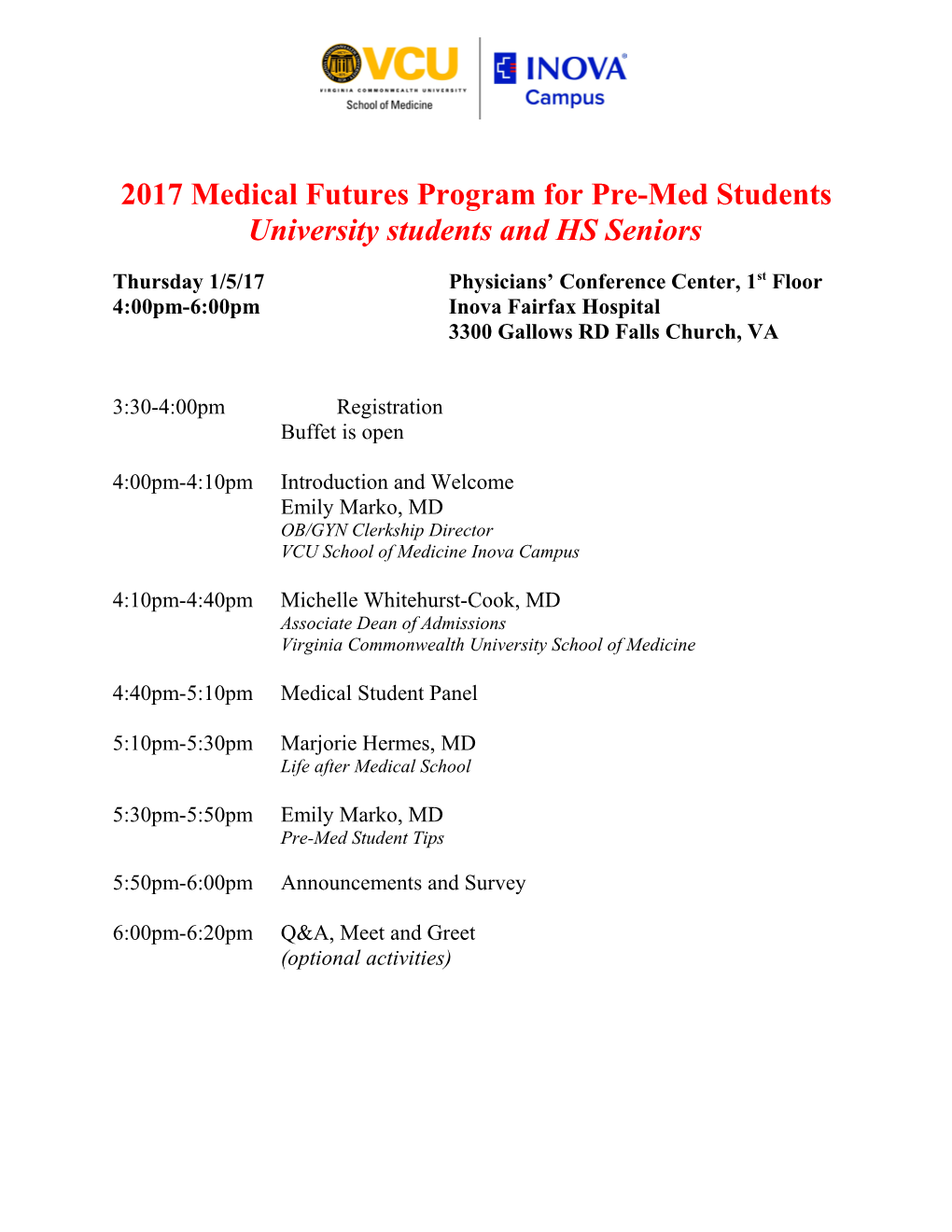 2017 Medical Futures Program for Pre-Med Students