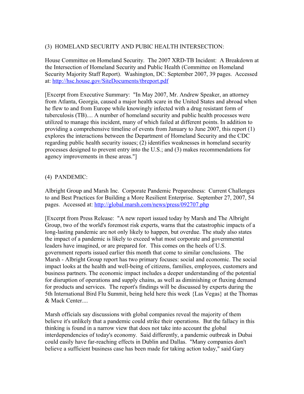 September 27, 2007 FEMA Emergency Management Higher Education Project Report