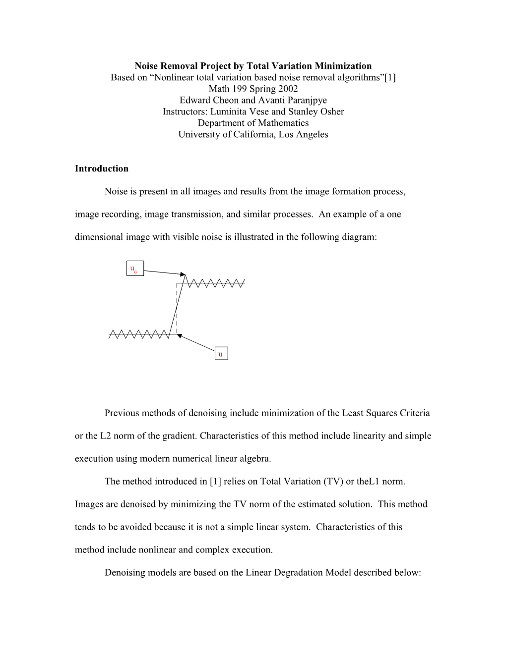 Noise Removal Project by Total Variation Minimization