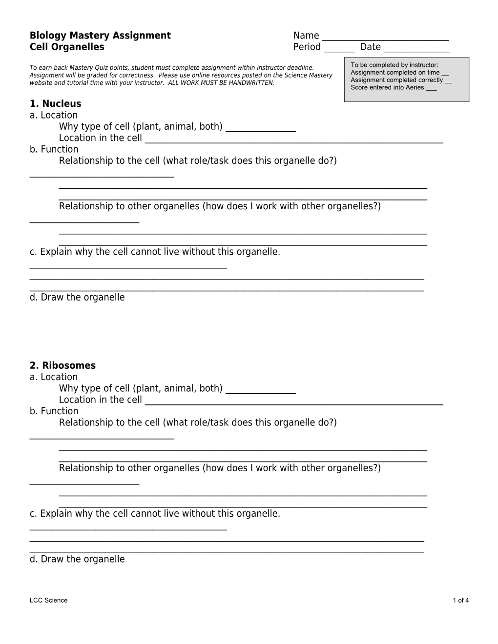 Biology Mastery Assignment