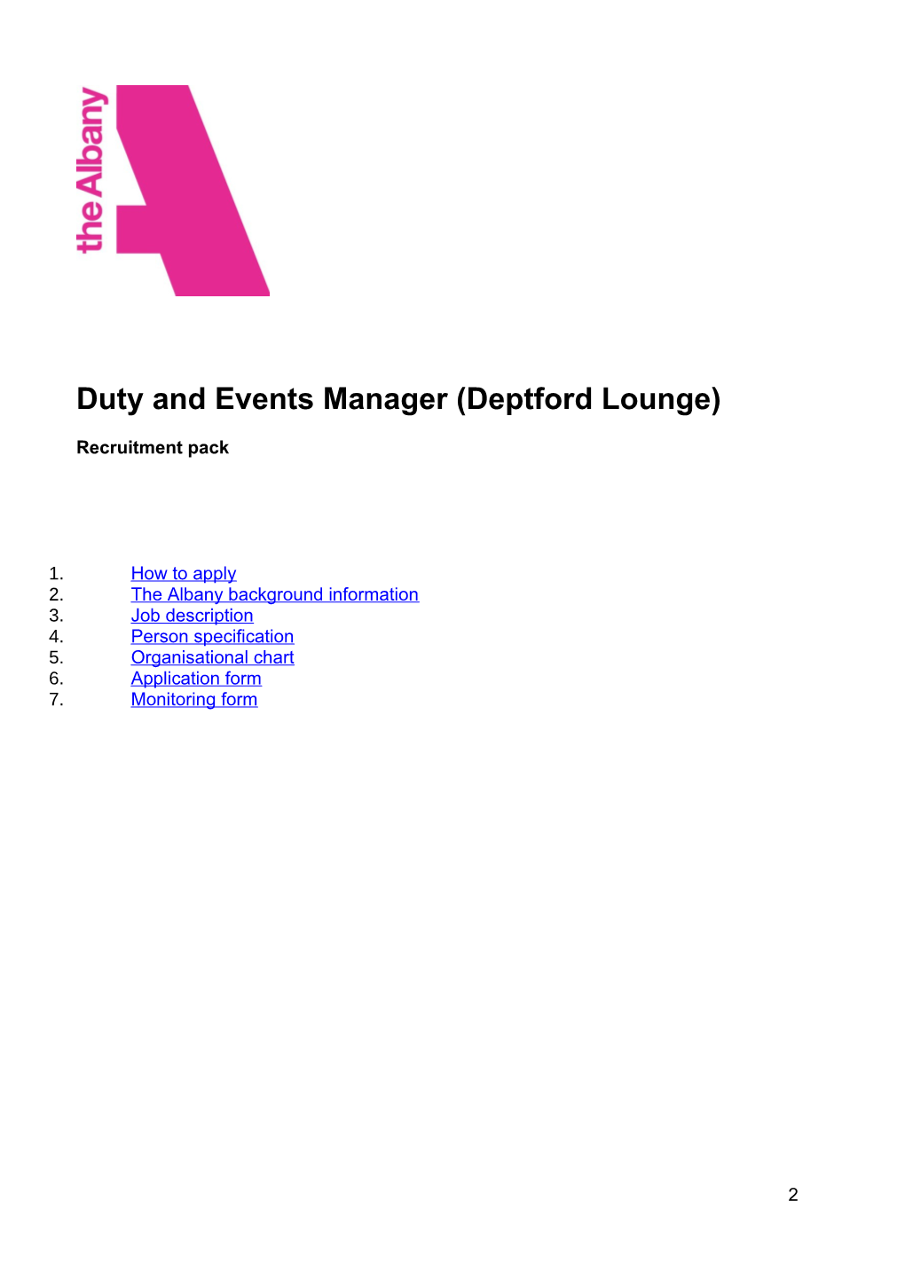 Duty and Events Manager (Deptford Lounge)