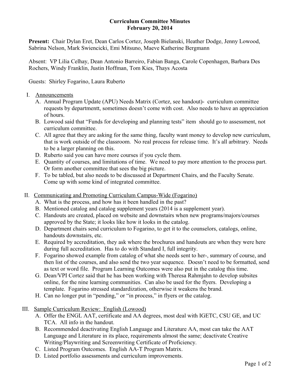 Curriculum Committee Minutes s1