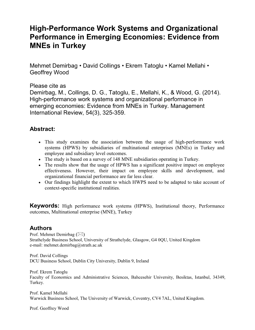 Hrm & Performance: Evidence from Turkey