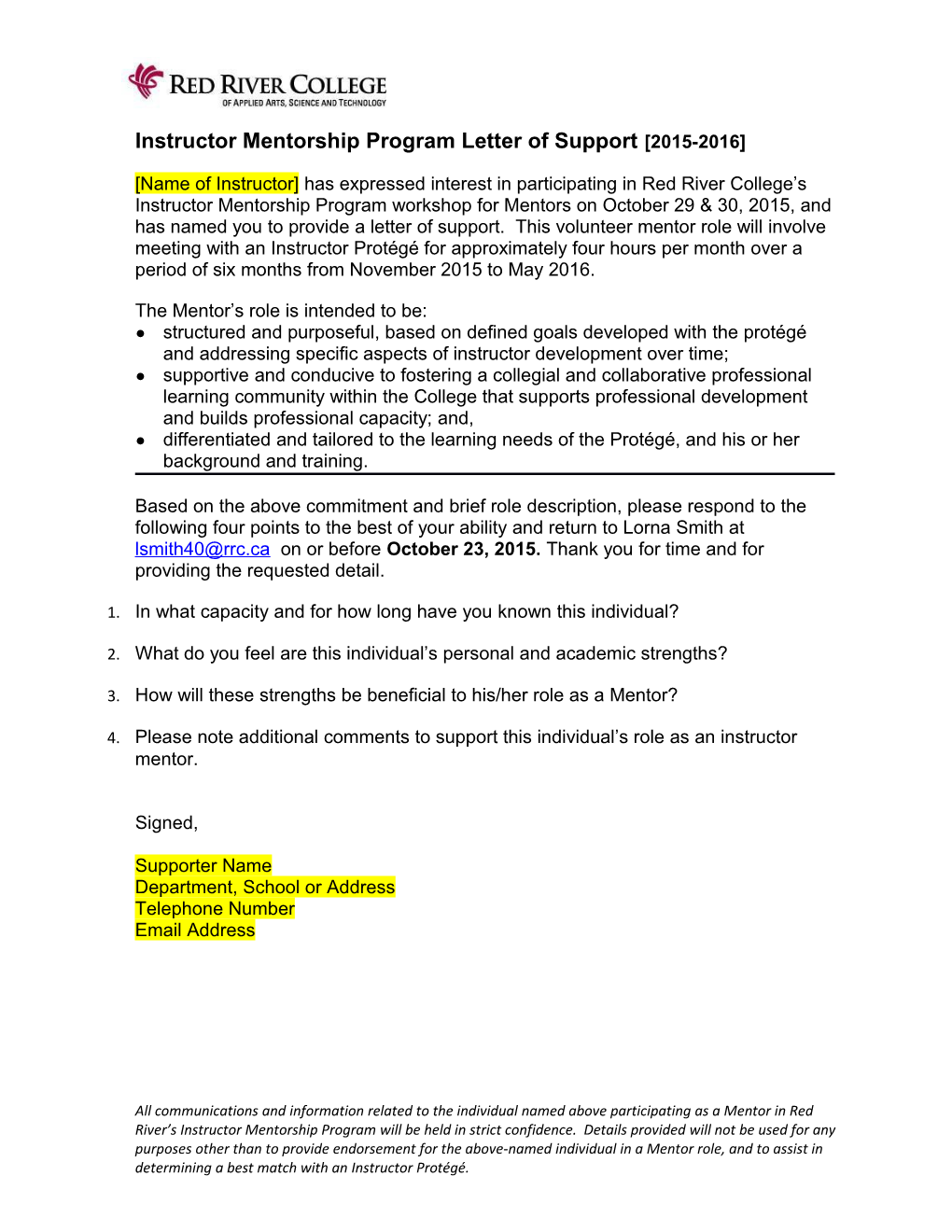 Letter of Support for Mentors June 27 2014