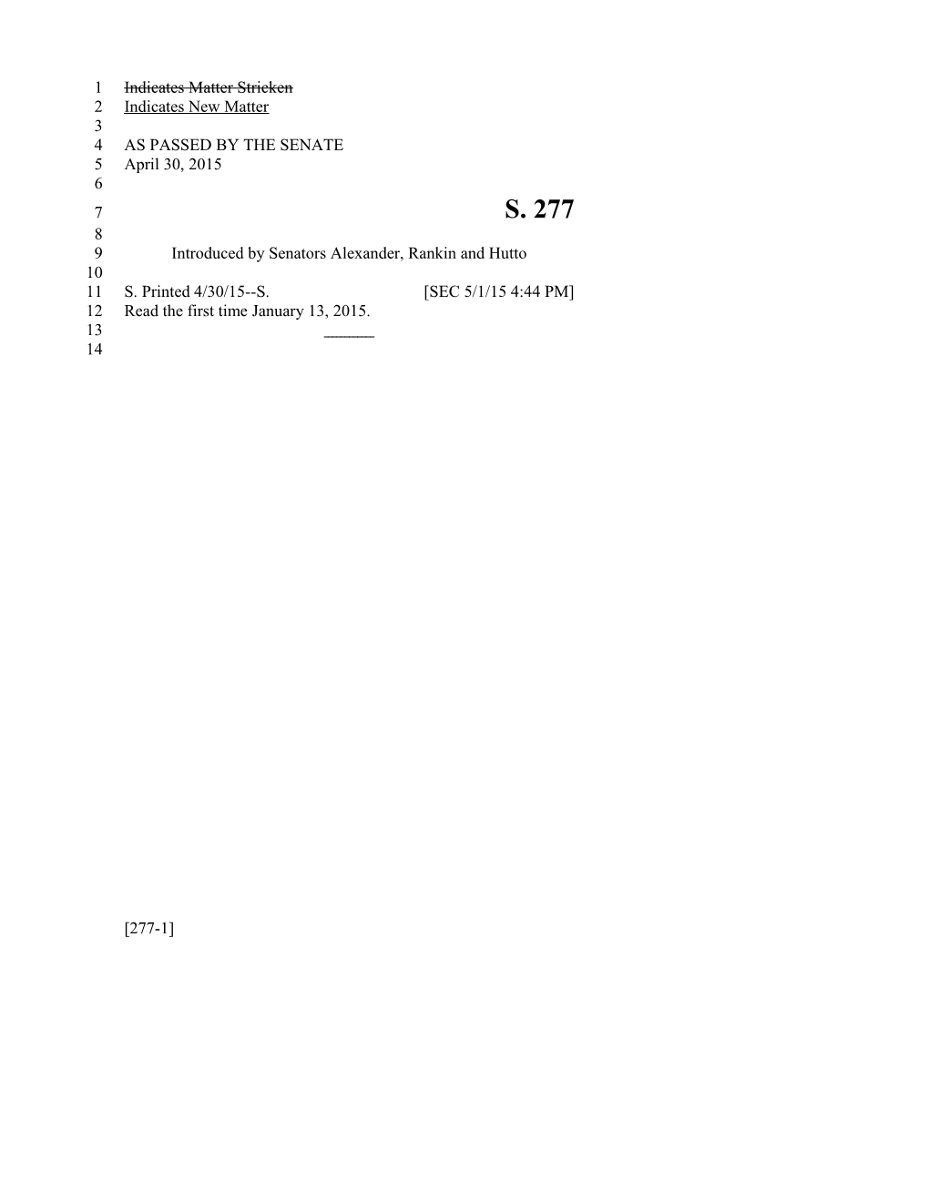 2015-2016 Bill 277 Text of Previous Version (May 1, 2015) - South Carolina Legislature Online