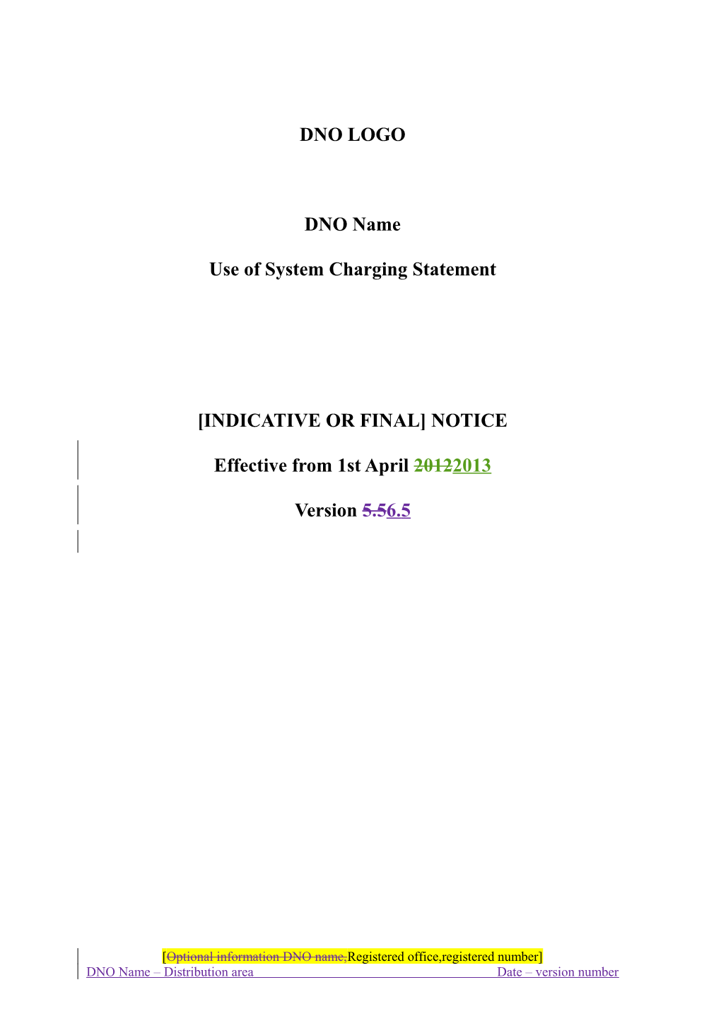 Use of System Charging Statement