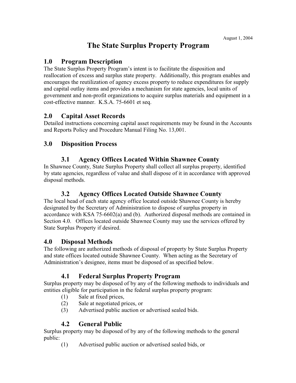 The State Surplus Property Program