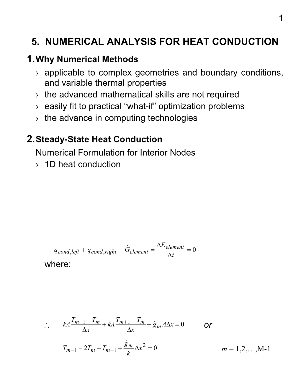 5. Numerical Analysis for Heat Conduction