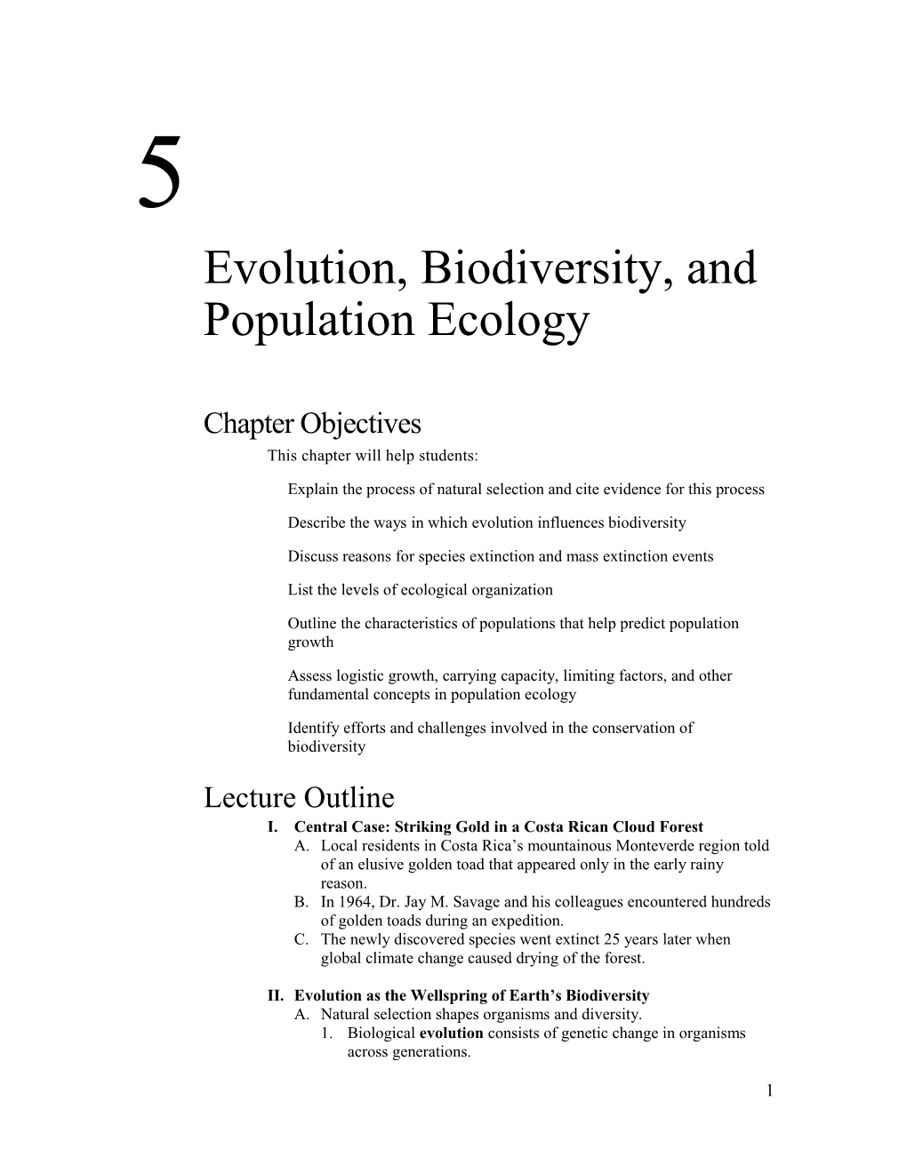 Evolution, Biodiversity, and Population Ecology
