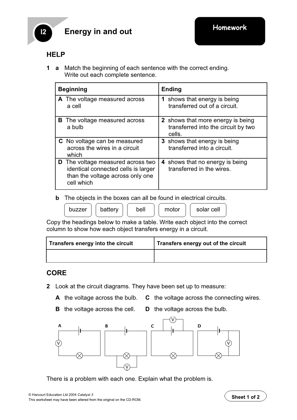 1 a Match the Beginning of Each Sentence with the Correct Ending. Write out Each Complete