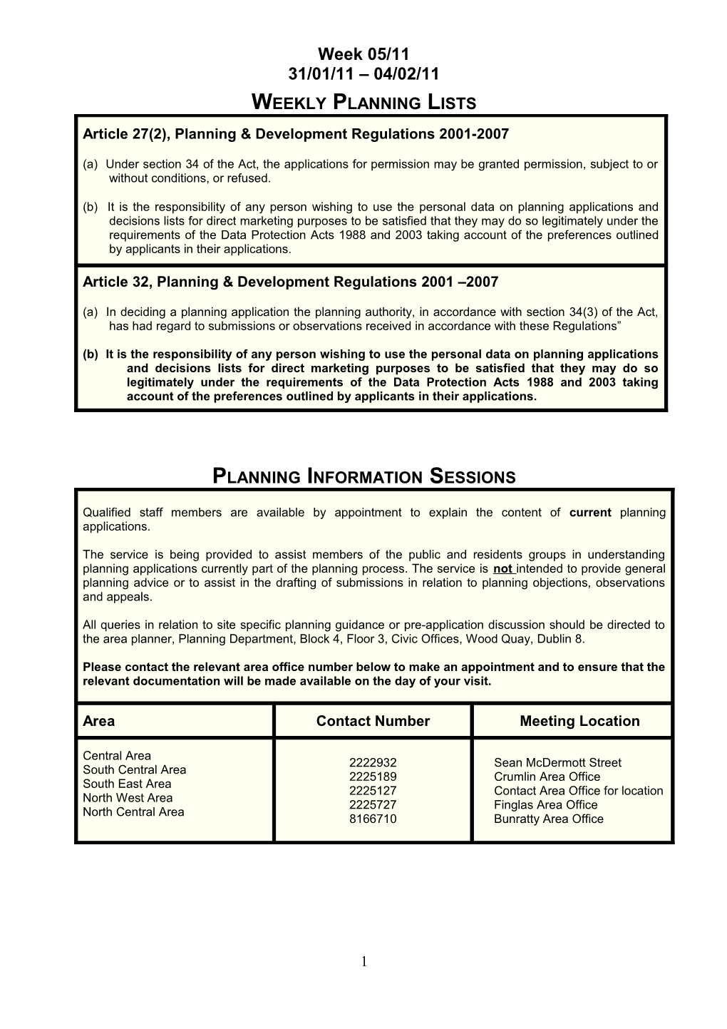 Article 27(2), Planning & Development Regulations 2001-2007 s15