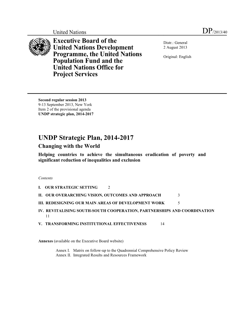 UNDP Strategic Plan, 2014-2017
