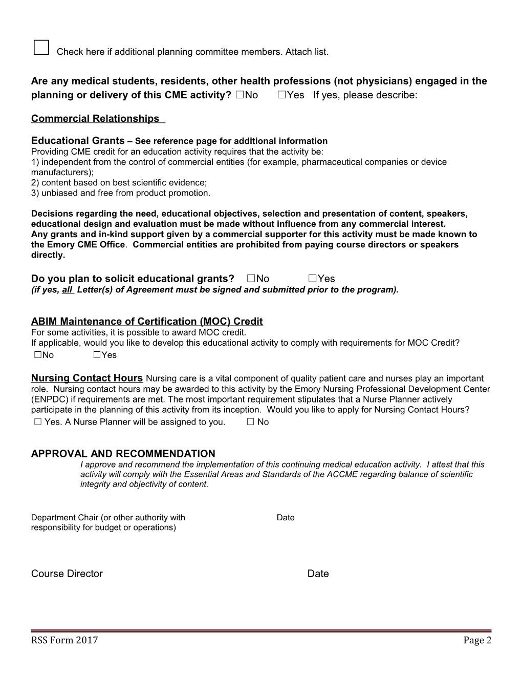 Cme Activity Planning and Approval Form