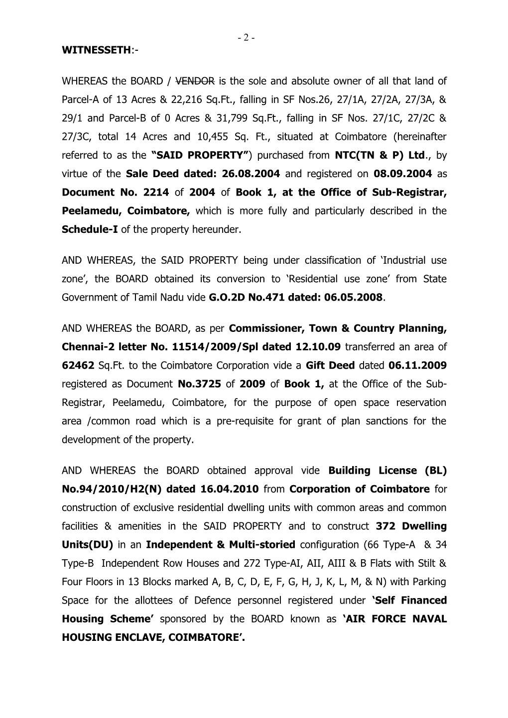 Approved Format Sale Deed : Flats