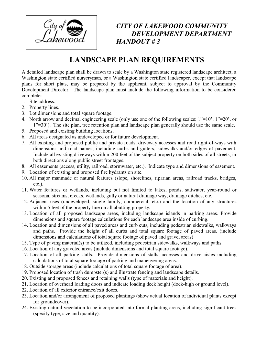City of Lakewood Community Development Department Handout # 2