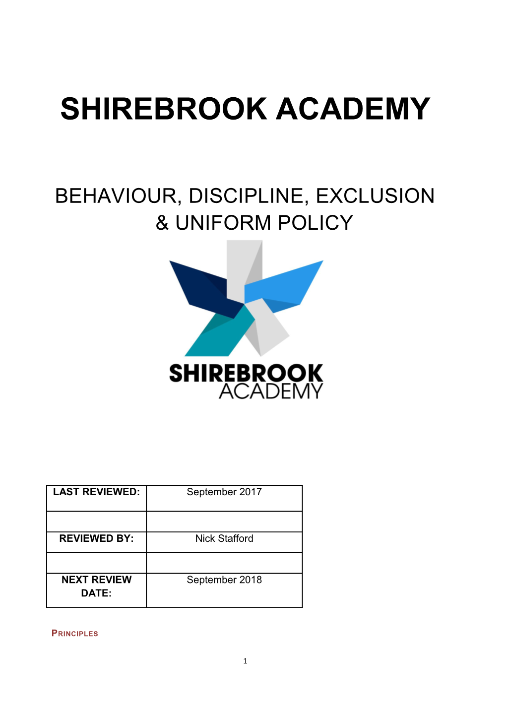 Behaviour, Discipline, Exclusion & Uniform Policy