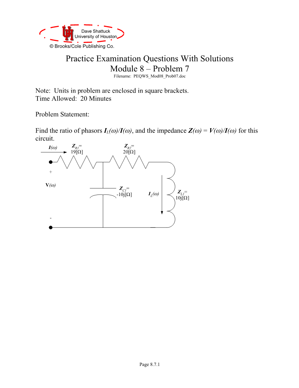 Practice Examination Module 8 Problem 7