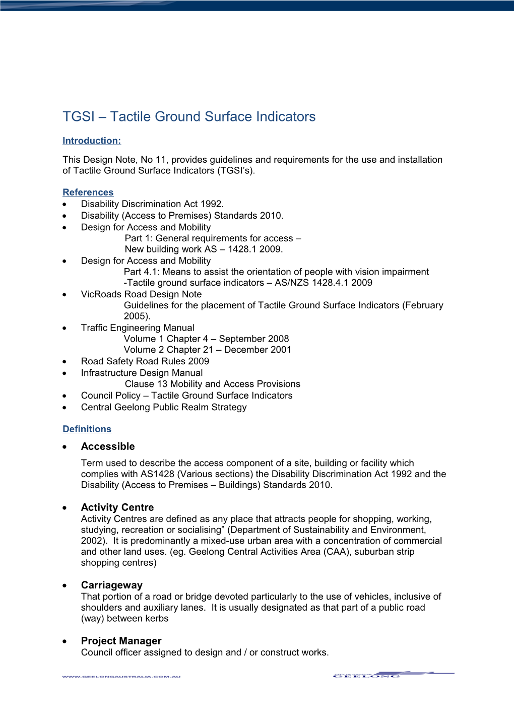 TGSI Tactile Ground Surface Indicators