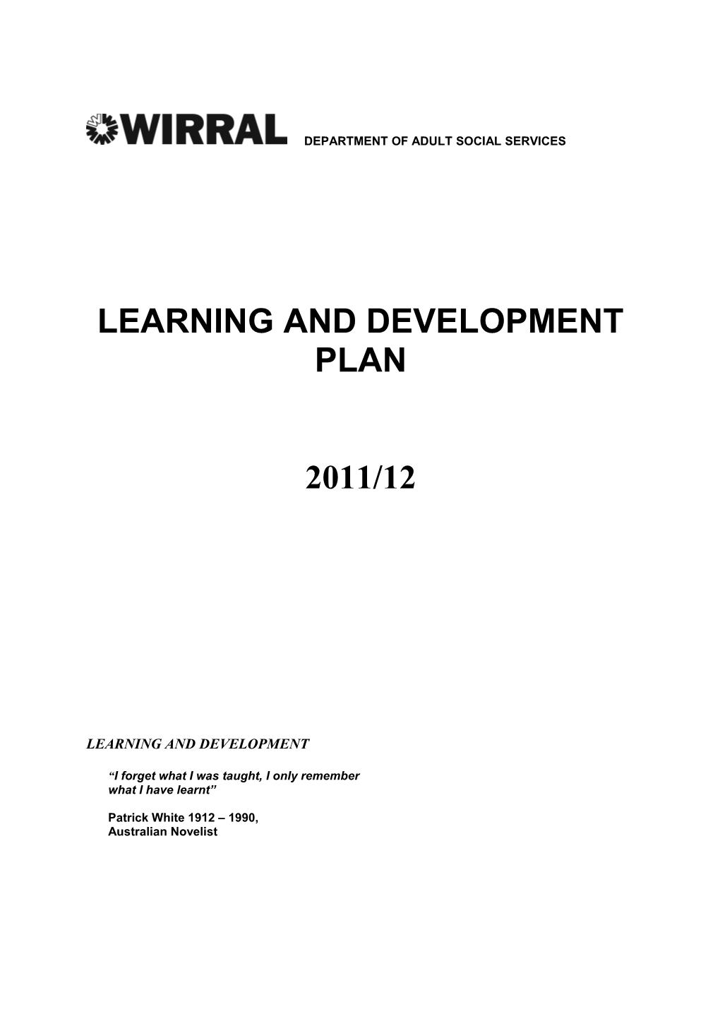 Learning and Development Plan 2011/2012