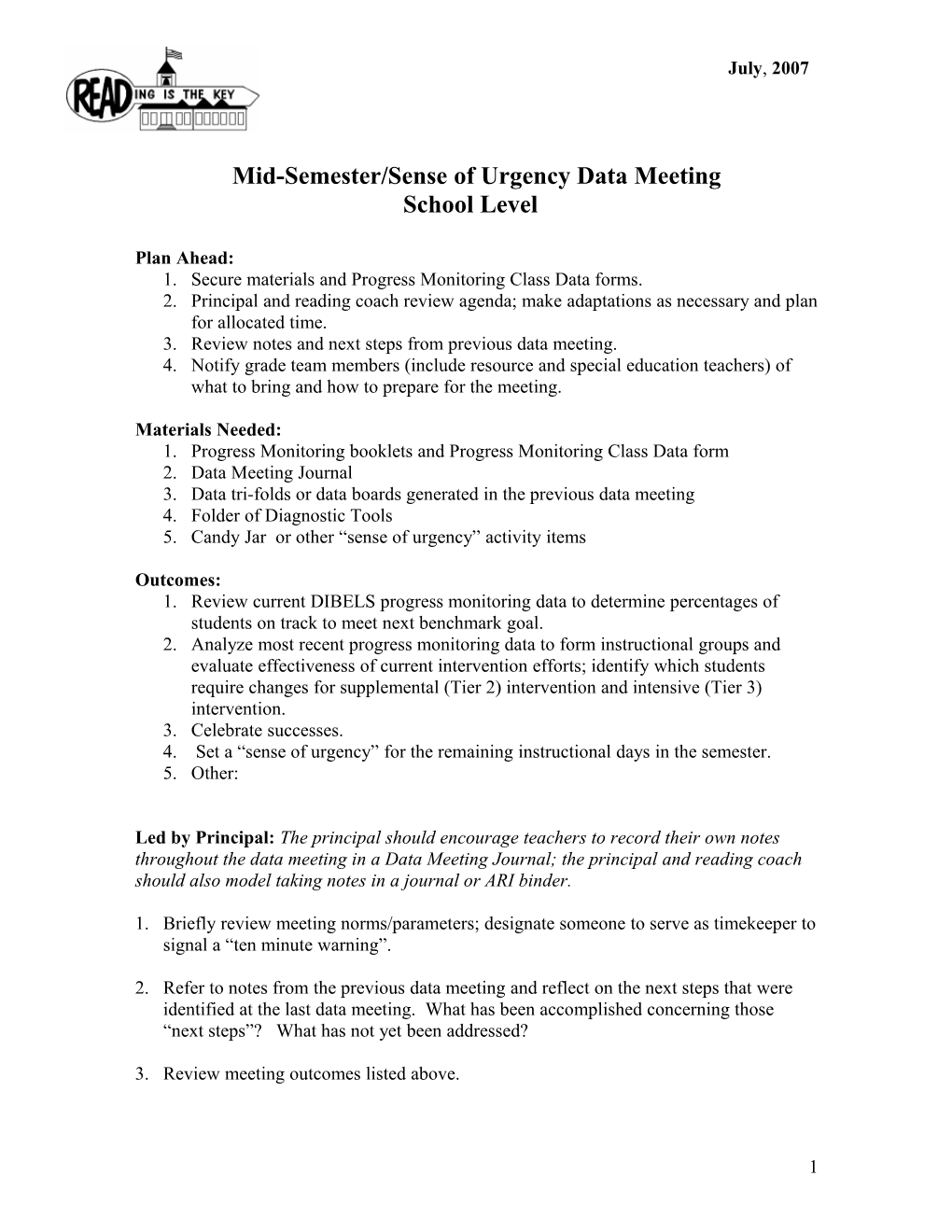 Mid-Semester Data Meeting (Agenda 3)