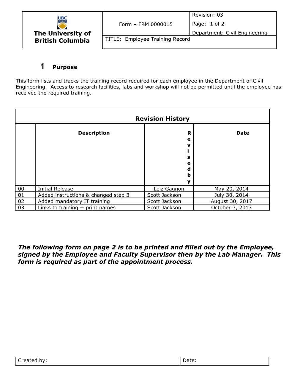 Employee Training Record