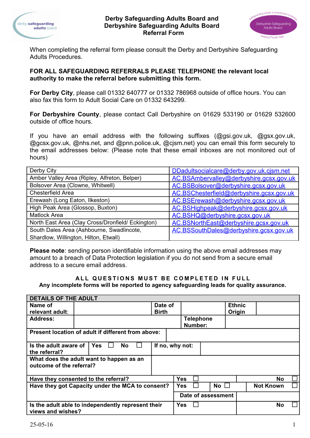 Safeguarding Adults Referral Form