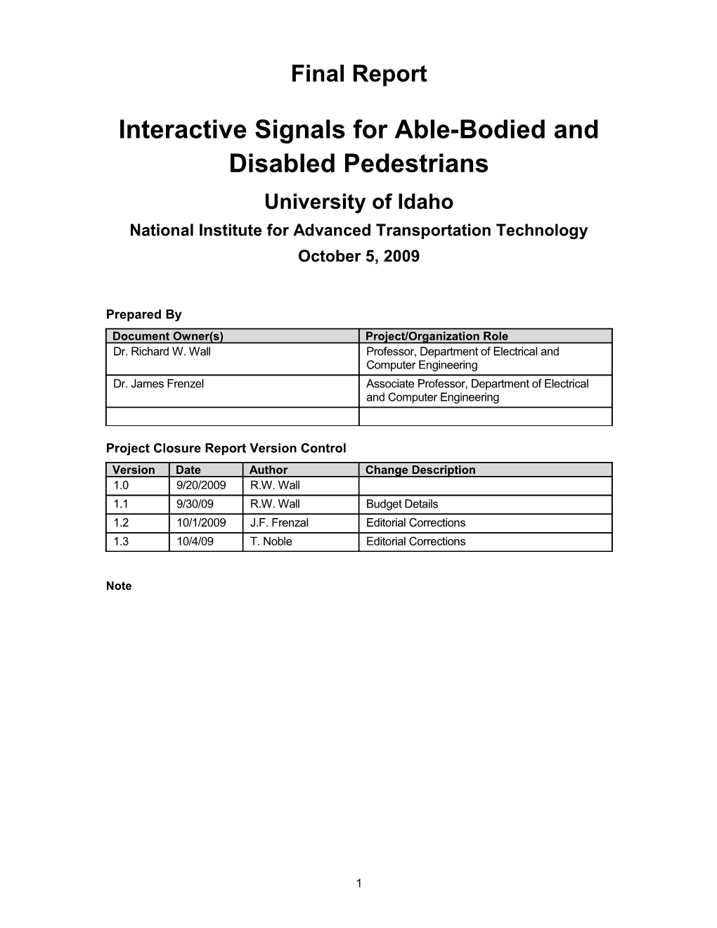 Interactive Signals for Able-Bodied and Disabled Pedestrians