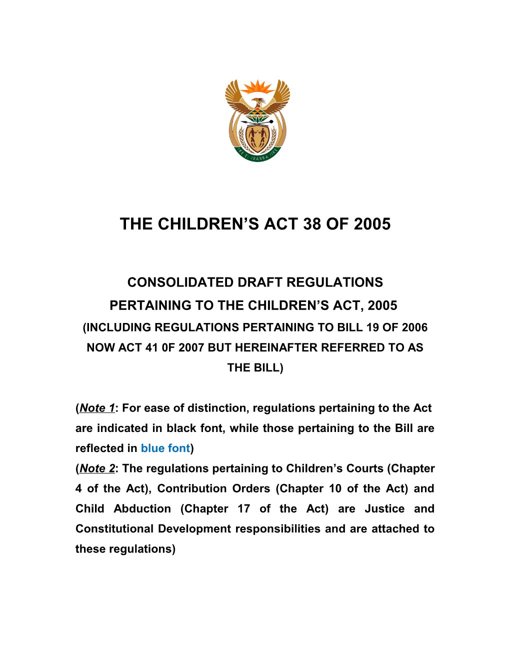 The Children S Act 38 of 2005