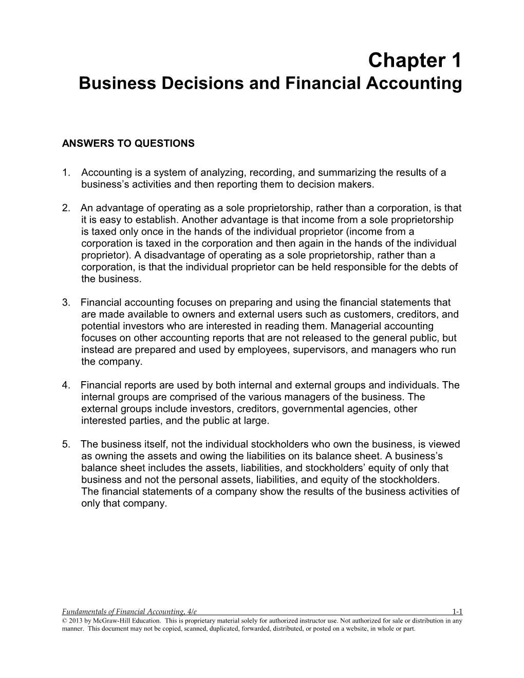 Business Decisions and Financial Accounting