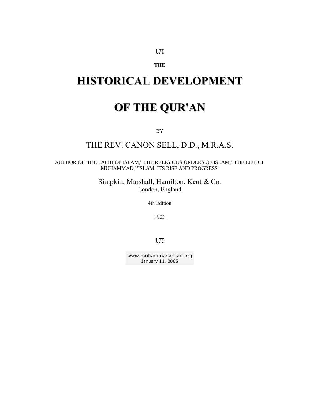 Historical Development Of The Qur'an