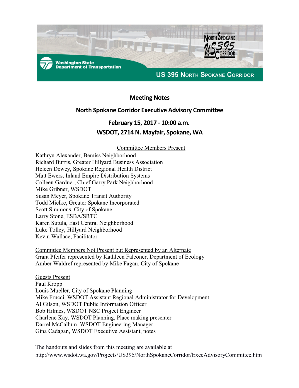 North Spokane Corridorexecutive Advisory Committee
