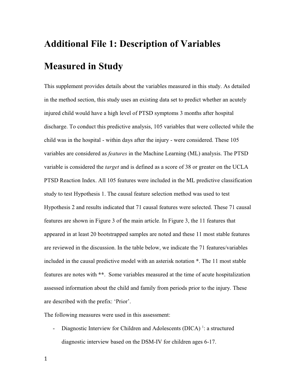 Additional File 1: Description of Variables Measured in Study