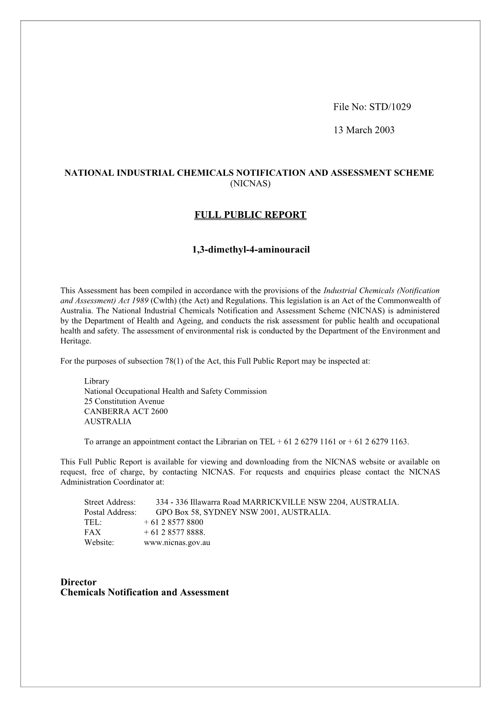 National Industrial Chemicals Notification and Assessment Scheme s40