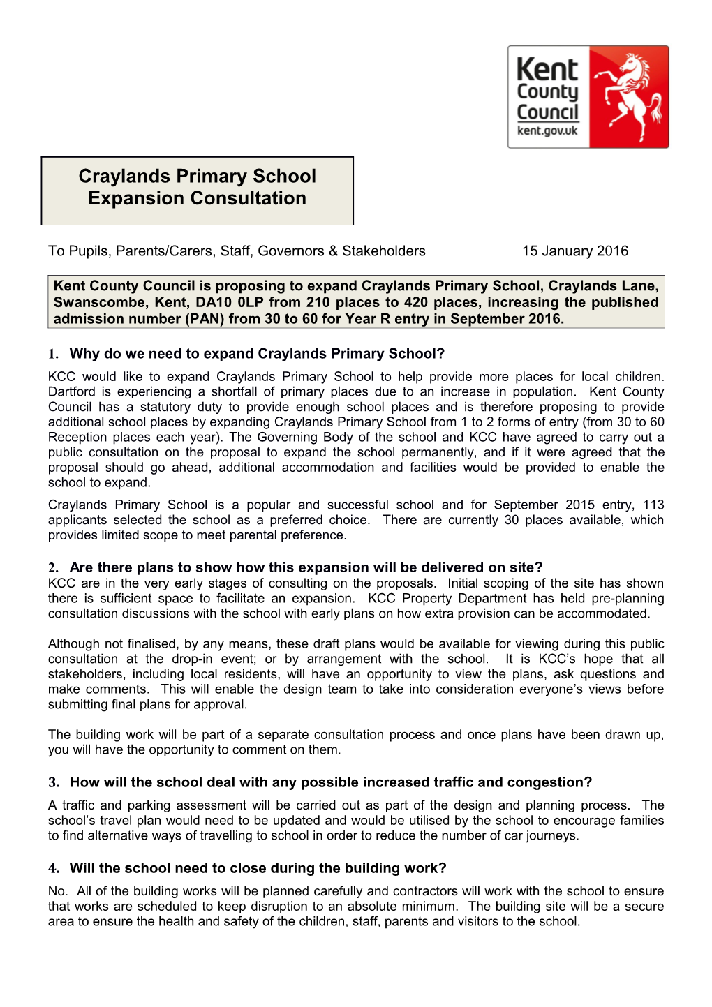 1.Why Do We Need to Expand Craylands Primary School?
