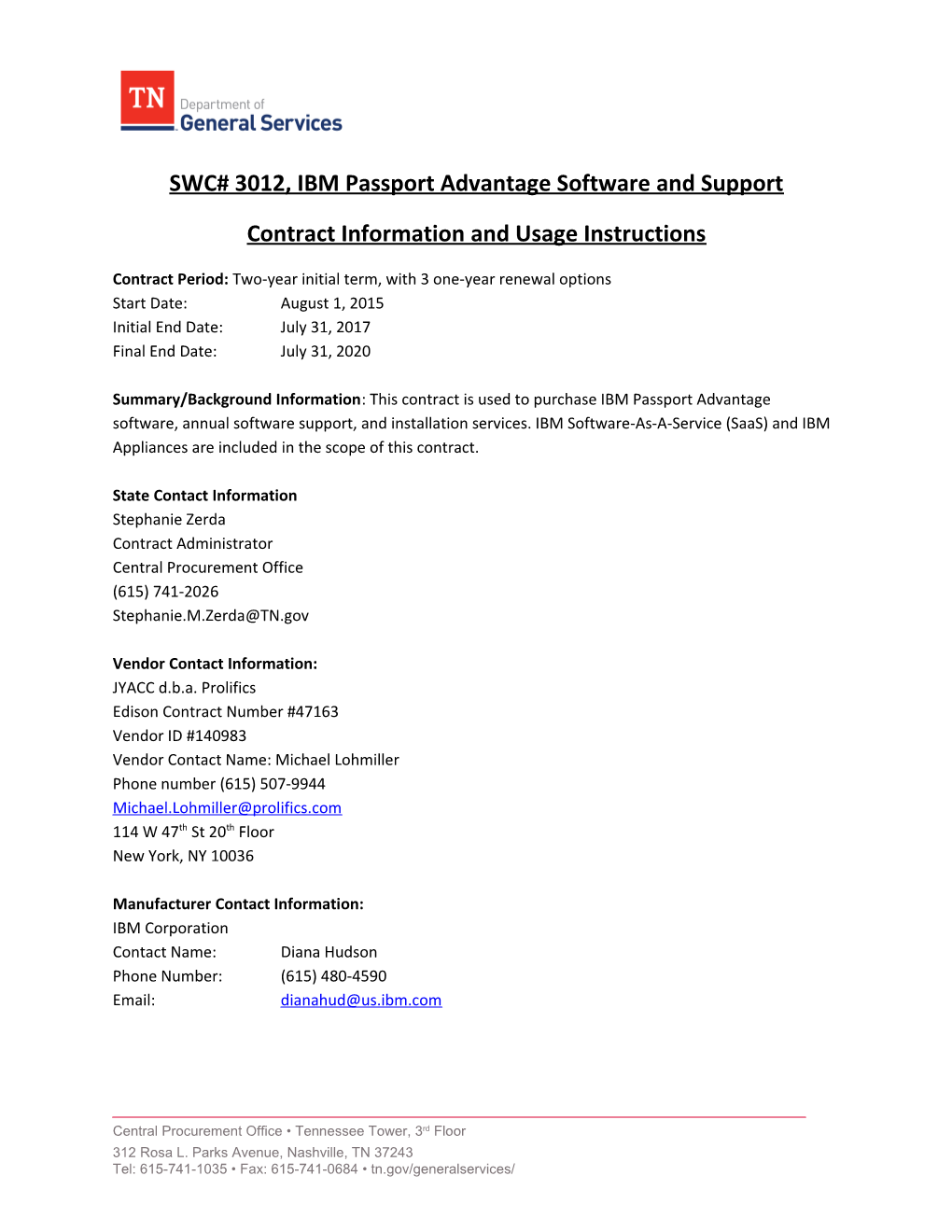 SWC# 3012,IBM Passport Advantage Software and Support