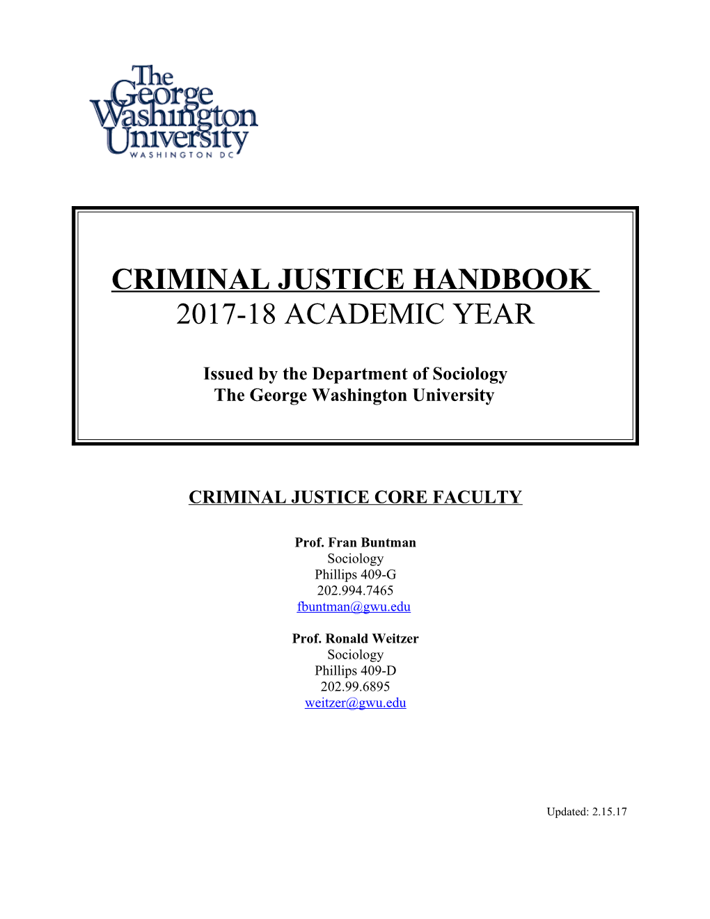 Criminal Justice Packet for the 1999-2000 Academic Year