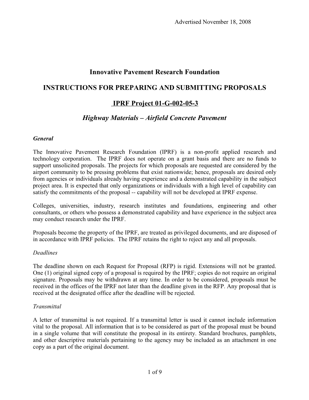 Innovative Pavement Research Foundation (IPRF)
