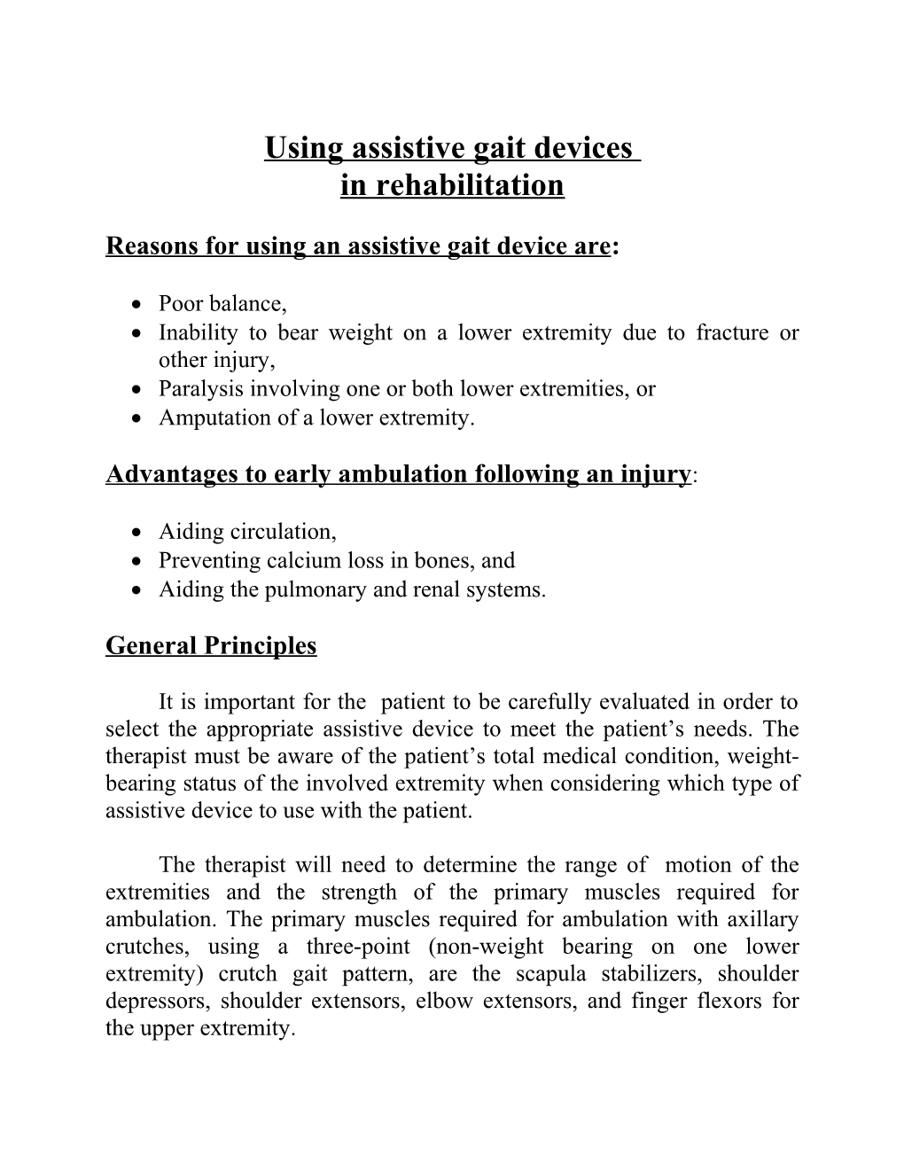 Using Assistive Gait Devices
