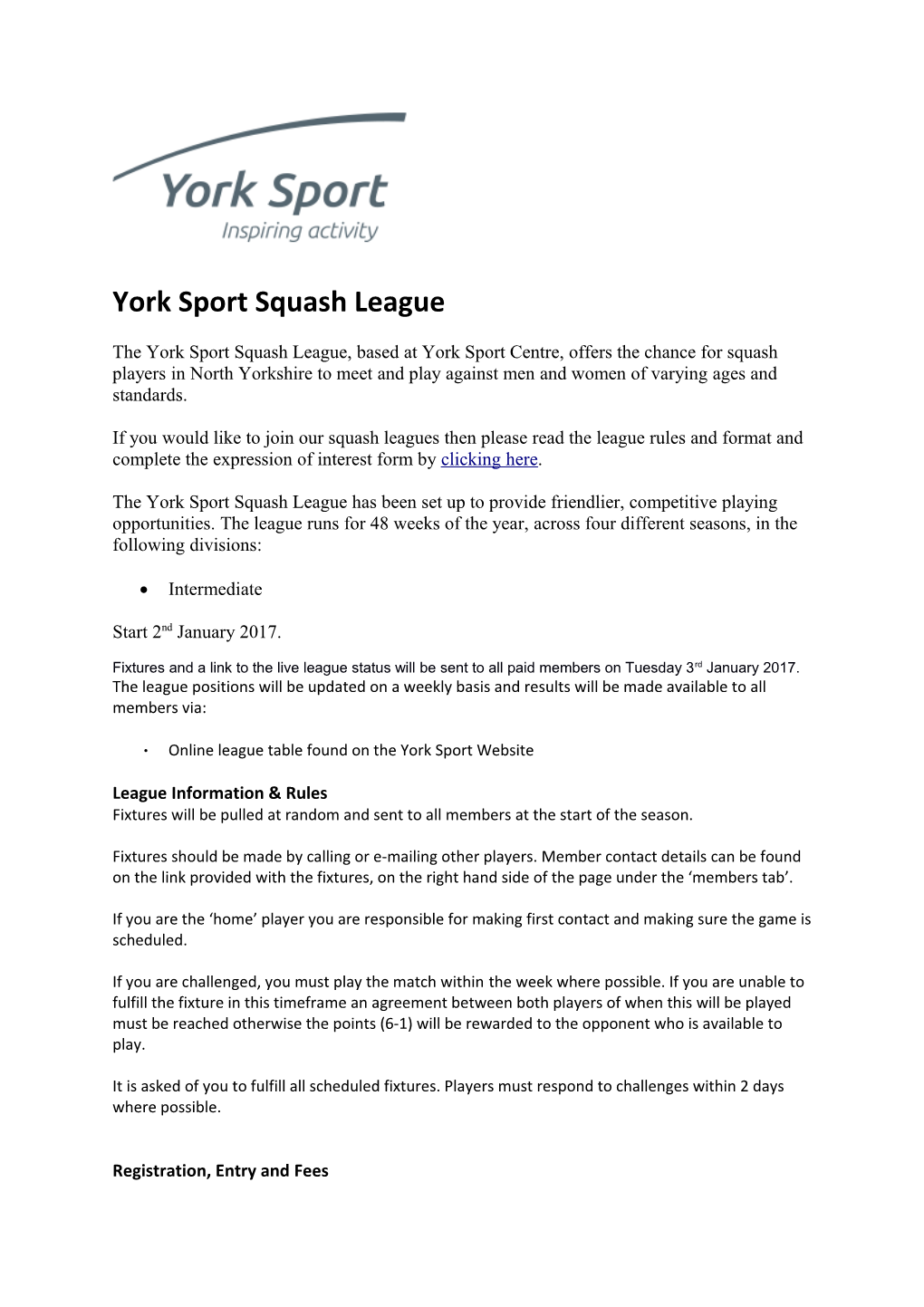York Sport Squash League
