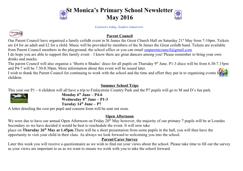 St Monica S Primary School Newsletter s1